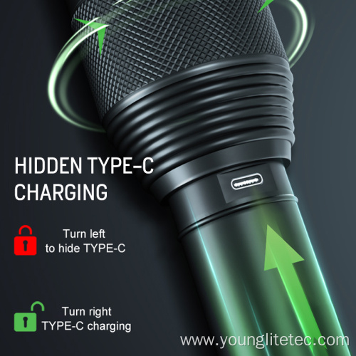 Waterproof TYPE-C chagring stepless dimming Flashlight